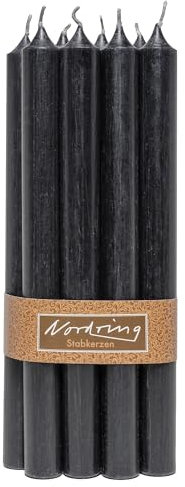 Nordring 8 Stabkerzen Rustik schwarz 2,2 x 18 cm hoch durchgefärbt RAL-zertifiziert
