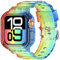 XYF Compatible for Crystal Clear Apple Watch Bands, 46mm Series 10 Bumper Case for Men Women Jelly Sport Cover Strap for iWatch Ultra 2/1 Series 10 9 8 7 SE 6 5 4 3 2 1 (Clear Rainbow, 46)