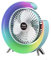 USB Desk Fan 5 Colour LED Lights 3 Levels Air Flow Rechargeable 1800mAh Strong Airflow Quiet Operation Home Office Desk Summer Gift (Blue)