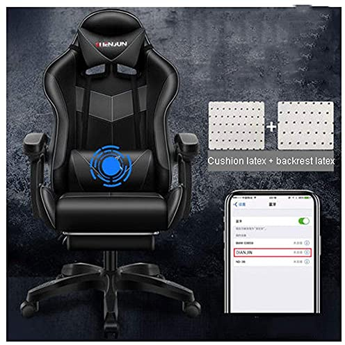 YKMYXZ， Zero Chair, Gamiraci-Computerstuhl aus Leder mit hoher Rückenlehne, Verstellbarer Bürostuhl mit Kopfstütze und Lendenwirbelstütze/Schwarz(Black)