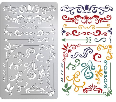 UNICRAFTALE Eck Metallschablone Vintage Blumen Vorlage Basteln Scrapbooking | Edelstahl,Wiederverwendbar,Glatte Oberfläche,3,98x17,7x0,5mm,Für Schnitzen,Gravieren,Holzbrennen