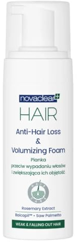 Novaclear Anti-Hair Loss & Volumizing Foam – Lightweight Hair Foam with Baicapil™, Rosemary, Saw Palmetto & Nettle Extracts – For Hairfall, Density & Volume – Non-Sticky Formula – 150 ML