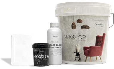 Nikkolor Kit Microcemento 8 m² per Pavimenti e Pareti - Semilucido - Bianco | Copre piastrelle e fughe senza demolire con spessore finale 2-3 mm - Finitura Semi-Lucida