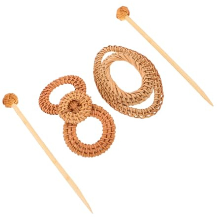 Handgefertigte Haarnadeln aus Rattan, 2 Stück, Orange | Boho Stil für Damen und Teenager, Leicht und Bequem, Dekoratives Haarzubehör