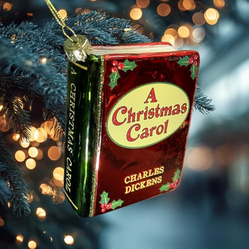 A Christmas Carol by Charles Dickens Christmas Tree Ornament, Book Ornament, 3D Blown Glass Christmas Tree Decoration, Gift for Book Lovers.