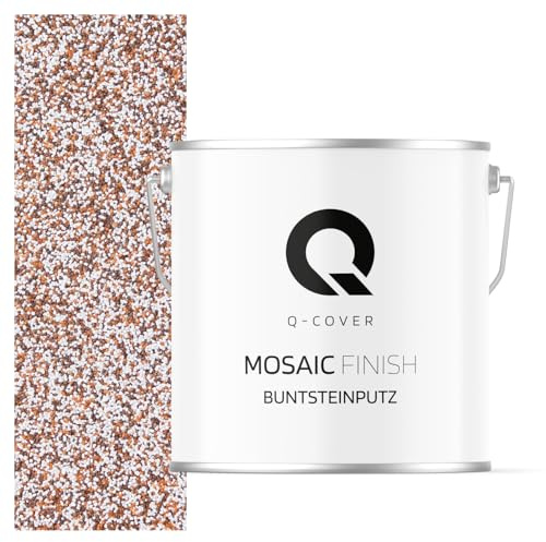 Q-COVER Buntsteinputz 7 Kg Braun-Rostrot M61 Mosaikputz Sockelputz Dekorative Putz Innen & Außen Fassadenputz Fertigputz Edelputz Oberputz Kratzfest Wetterfest