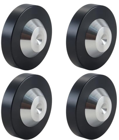 Ludom 4-Pack Speaker Spike Pads (39mm×13mm) – POM+Stainless Steel Shock-Absorbing Base Pads, Floor Protectors for Speakers