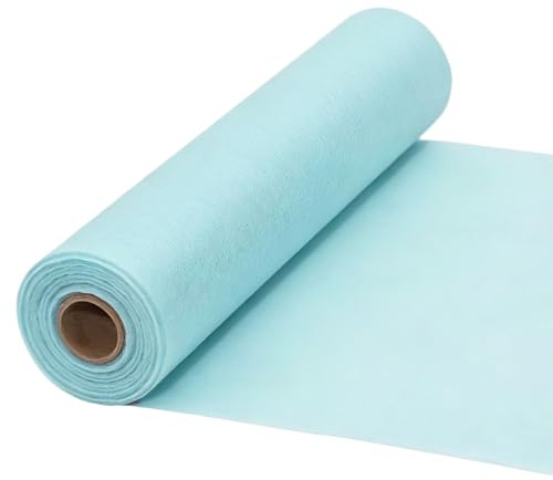 FRKOKRFA Vlies Tischläufer Hellblau, 25m x 30cm Dekoratives Tischband, Tischdeko Tischläufer Rolle für Geburtstage, Hochzeiten, Taufen Kommunion und andere Feierlichkeiten