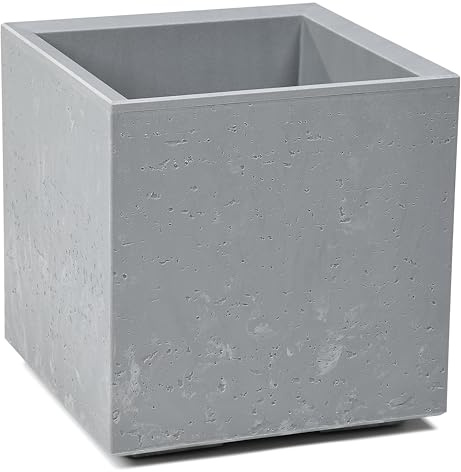 Tymar Grand pot de fleurs extérieur sur roulettes 40 x 40 x 40 cm - Grand pot de fleurs - Grand pot de fleurs - Pot de fleurs XXL - Aspect béton - Carreaux (béton)