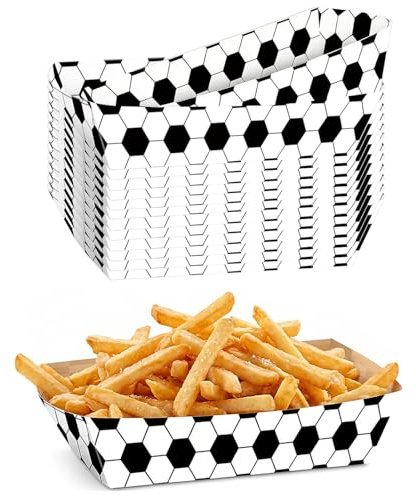 24 Cajas de Patatas Fritas y Snacks de Fútbol, Recipientes de Cartón para Fiestas Temáticas y Cumpleaños, Decoración para Ver Partidos de Fútbol y Eventos Deportivos