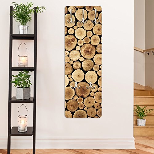 Bilderwelten Garderobe - Holzoptik Garderoben, Größe HxB:105cm x 34cm, Motiv:Homey Firewood