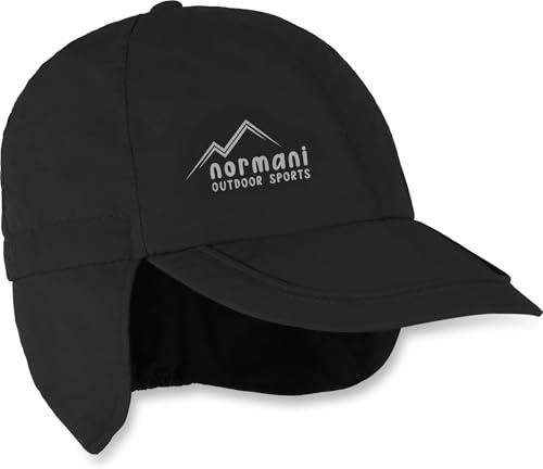 normani Kinder Regenmütze Unisex mit Netzfutter und Ohrenschützer Farbe Schwarz Größe L/53