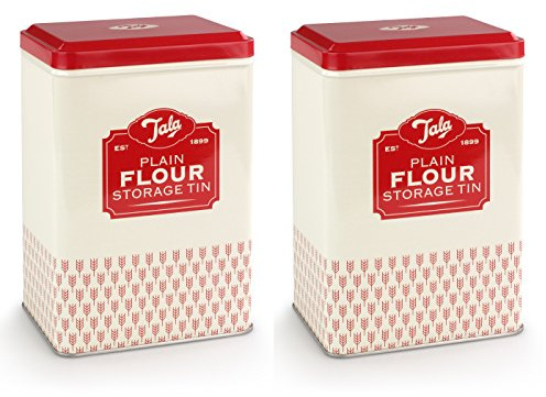 Tala Originals Plain Flour Storage Tin Vintage Design (Pack of 2)