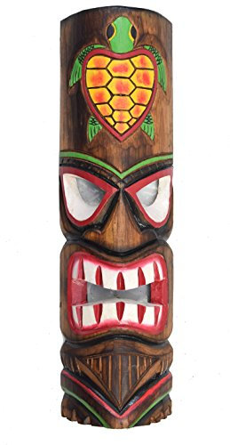 Interlifestyle Tiki Maske aus Holz zum Aufhängen in 50cm Hawaii Style Wohnraumdeko Wandmaske