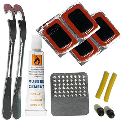 Lizzy Deluxe Bicycle Tyre Repair Tool Kit - Rubber Puncture Patches Glue-less Cycle Repair