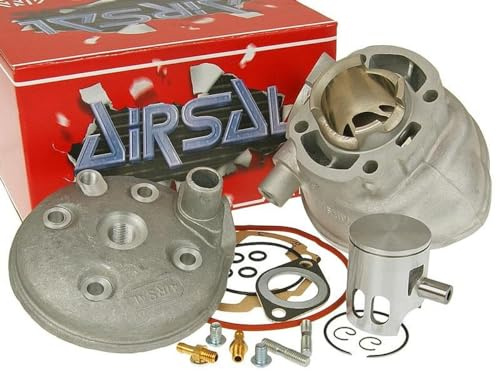 AIRSAL 50ccm Sportzylinder Minarelli LC kompatibel mit Yamaha Aerox, Jog RR | Aluminium-Sportzylinder mit 40mm Bohrung, 10mm Kolbenbolzen; kompatibel mit MBK Mach G 50 2T LC, APRILIA Area 51 50 2T LC