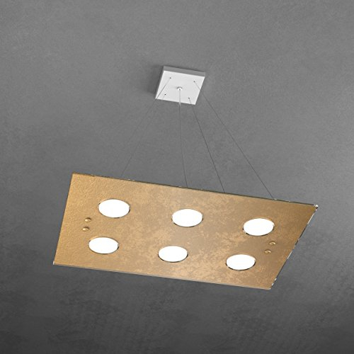 Lámpara moderna LED 6 x GX53 L 60 x 40 cm cristal hoja oro rectangular