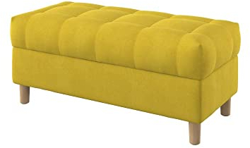 Furninero - Raffinierte gepolsterter Sitzbank Sitzhocker Sitzruhe Betthocker Ottomane, mit Stauraum, Gerundete Beine, 100 cm breit, Majestic Velvet Yellow Stoff (Licht zu reinigende), Gelb
