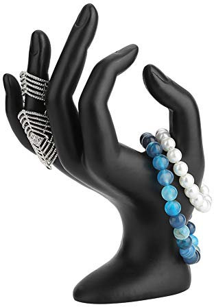 YUYTE Schmuckständer, Schmuck Veranstalter Show Case, Schwarze Ok Handgesten Ringe Ausstellungsstand, Deko Hand Harz Optiona Ohrringe Armband Halter Schmuck Organiser(01)