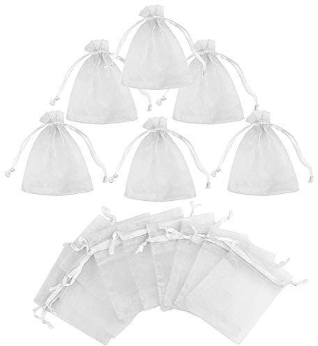Gudotra Sacchetti Confetti in Organza Bianco Sacchetti Portaconfetti per Bomboniere Matrimonio Comunione Battesimo Cresima 50 Pezzi (7cm*9cm)