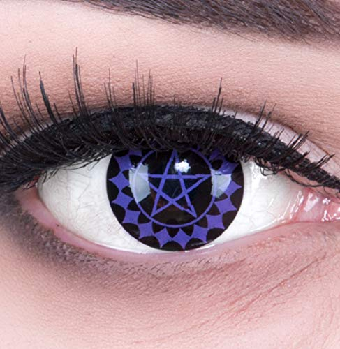 Meralens 1 Paar Farbige Kontaktlinsen Butler in lila schwarz perfekt zu Manga Hereos of Cosplay Halloween mit gratis Kontaktlinsenbehälter 12 Monatslinsen ohne Stärke