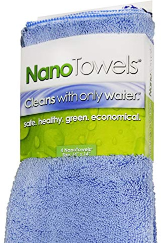 Nano Towels - The Amazing Eco Cloth That Cleans Virtually Any Surface with Only Water. No More Paper Towels Or Toxic Chemicals. 4-Pack (14x14, Blue)