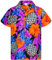 King Kameha Funky Hawaii-Hemd, Herren, Kurzarm, Pineapple-Hibiscus, Schwarz-Violett, XXL