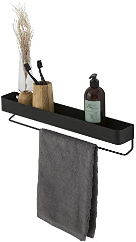 Sealskin Brix, Plateau mural avec Porte-serviette, Métal, Noir