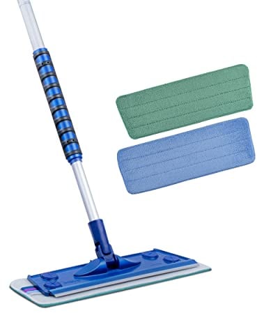 Silva Mikrofaser Bodenwischer Wischmopp Set mit Soft Touch Griff Freihändiger Flachmopp Wischer 360° Drehgelenk Bodentücher Mopp mit Teleskopstiel Reiniger Fensterwischer