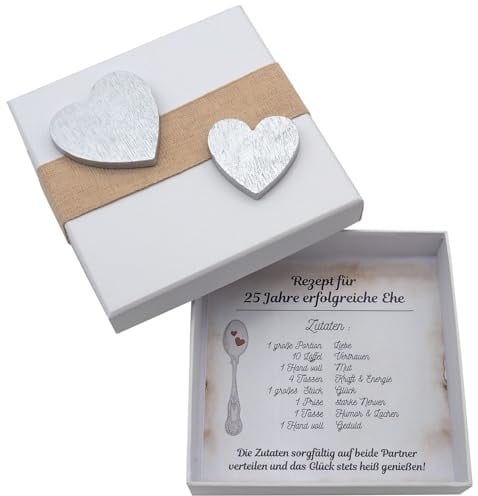 ZauberDeko Geldgeschenk Verpackung Silberhochzeit Geschenk Rezept für 25 Jahre Ehe Silberne Hochzeit