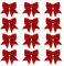 Whaline 12 Pack Christmas Bows for Christmas Decoration, Red Wreaths, Small Christmas Tree Bow, Glitter Bows, Christmas Decorative Bows for Home Christmas Party, 5.5 Inch