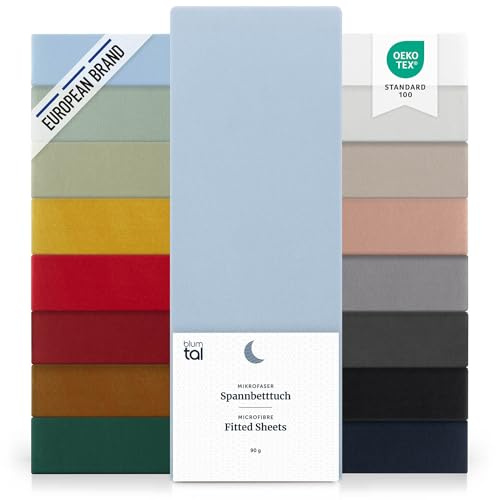 Blumtal® 2er Set Spannbettlaken 135x190x30cm aus Microfaser - Oekotex zertifiziertes Bettlaken Spannbettlaken in Blau
