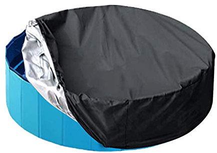 Cozzka 63inch Foldable Dog Pet Bath Pool Cover Large Round Collapsible Dog Pet Pool Bathing Tub Kiddie Pool for Covers Portable, Black