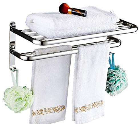 MRDAER Handtuchhalter Bad 304 Edelstahl Faltbares Bad Handtuchregal Handtuchhalter WC Handtuch hängen Wandbehang (Größe: 47,5 cm)