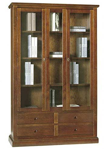 Mar.c.a. Design - Wandregal, Mehrzweck-Bücherregal, mit Sockel, Farbe Nussbaum, elegant, aus Pappelholz, hergestellt in Italien, Maße: 120 x 40 x 210 cm.