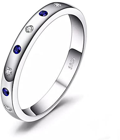 BAJIE Ehering Blauer Saphirring 925 Sterling Silber Damen Ehering