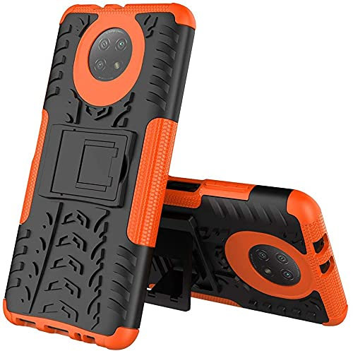 Funda para móvil Xiaomi Redmi Note 9 5G / Redmi Note 9T con Soporte Protección 360 Grados 2 en 1 Carcasa Dura Resistente Antigolpes Rugged Armor Case (Xiaomi Redmi Note 9T/Redmi Note 9 5G, Naranja)