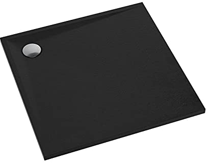 Receveur de douche extra plat BlackStone carré 80 x 80 cm aspect pierre noir receveur de douche acrylique hauteur 3 cm