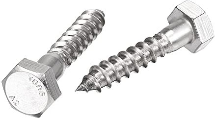sourcing map Sechskantschrauben, M10 x 50 mm, 304 Edelstahl, Halbgewinde, selbstschneidende Schrauben für Holzschrauben, 10 Stück