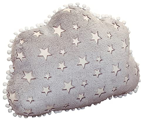 Herbests Leuchtendes Kissen, Weiche Gefüllte Plüsch Kuschelig leuchten im Dunkeln Sternen Zierkissen für Schlafzimmer Bett Büro Sofa Kinderzimmer Auto Dekokissen Mädchen Jungen Geschenk,40CM Wolke