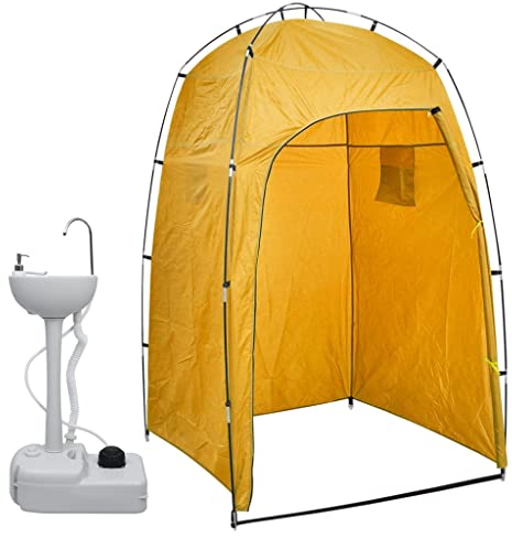 vidaXL Lavandino con Supporto Portatile da Campeggio con Tenda 20 L