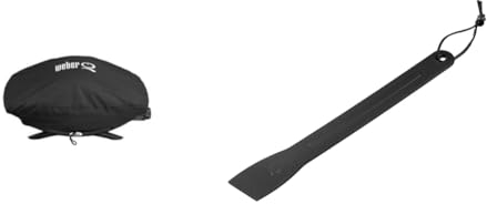 Weber 7118 Abdeckhaube für Q200/Q220/Q240 Serie, schwarz & 6201 Grill-Schaber, Reinigungsspachtel, Q-Serie