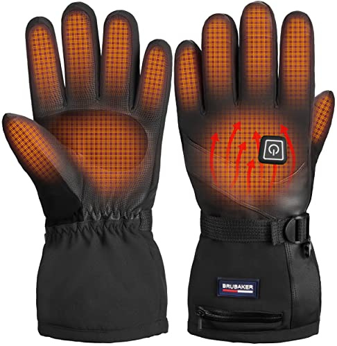 BRUBAKER Beheizbare Skihandschuhe mit Akku - wasserdichte und Winddichte Winterhandschuhe für Herren und Damen - 3 Stufen Temperaturregler Heizung - Thermo Handschuhe Skifahren, Motorrad und Fahrrad