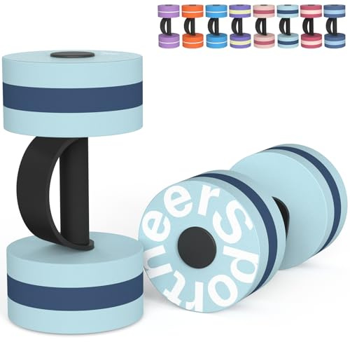 Sportneer Water Weights Aquatic Exercise Dumbbells Water Dumbbell Aerobics Workouts Set of 2 EVA Foam Pool Weights Dumbbells Set Aqua Fitness Barbells Equipment for Water Aerobics Weight Loss