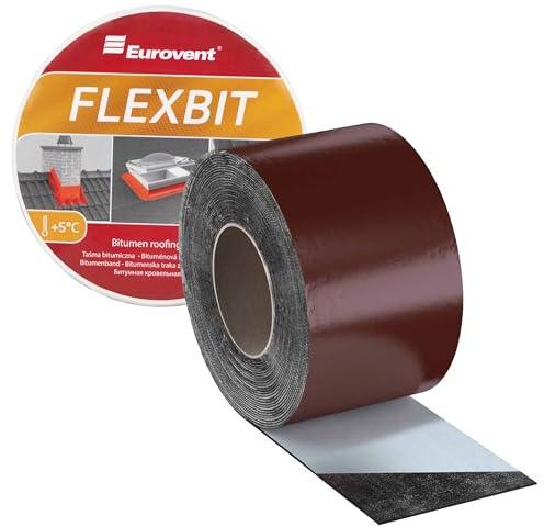 Eurovent® FLEXBIT 100mm x 10lfm Dachdeckerband Bitumenband Abdichtband selbstklebendes Reparaturband (Braun (RAL8017))