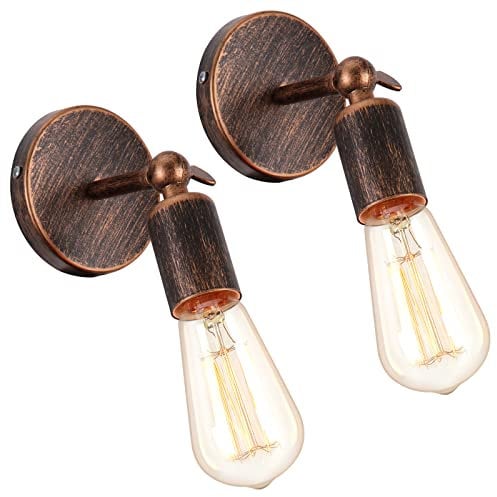 iDEGU 2 Stücke Industrie Wandleuchten, E27 Wandlampe Innen Vintage Lampenschirm aus Metall 180 ° Einstellbare Metall Wandbeleuchtung für Schlafzimmer Badezimmer Flur Wohnzimmer (Bronze Rost)