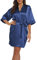 Teemie Vestaglia Donna Kimono Sexy Accappatoi Notte In Raso Sposa Pigiama Scollo V Con Cintura Seta Camicia Vestaglie Corta Camicie Accappatoio Indumenti Elegante Casa Abito Nozze Festa Blu M
