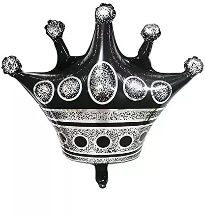 Folienballon Krone schwarz silber, ca. 100 x 90 cm - Party Luftballon Deko Dekoration JGA Helium Heliumballon XXL Ballon Geburtstag Ladys Girls Ballon Liebe Valentinstag Prinzessin Königin