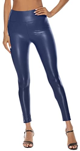 QWUVEDS Weite Hose Damen Risse Kunstleder-Leggings für Damen, Stretch, hoch taillierte Kunstleder-Pu-Hose, warme Hose Lederhosen Damen Lang High Waist Lederhosen Damen Lang High Waist