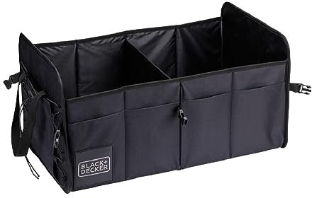 Black+Decker Trunk Storage Box - 59 x 36 x 30 cm - 2 Compartments - Additional Side Compartments - with Handles - Black